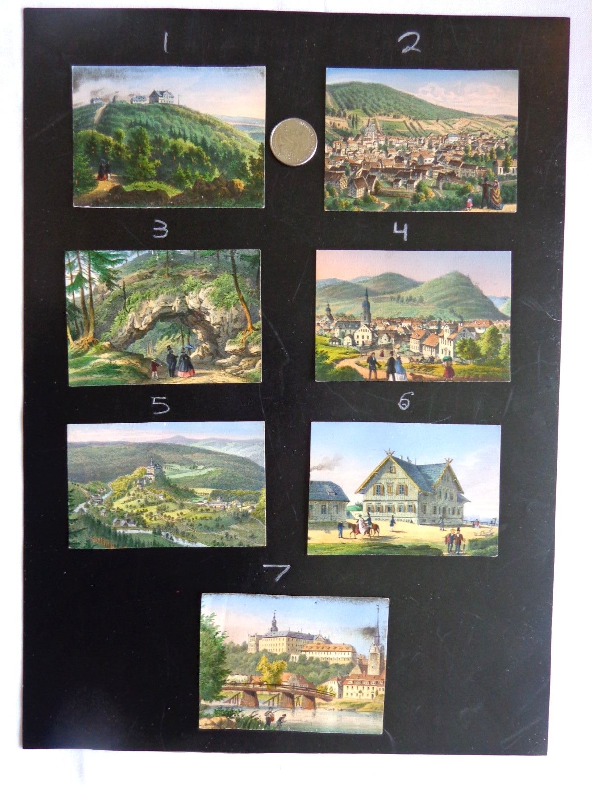 AFTER and ATTRIBUTED to GUSTAV FRIEDRICH ADOLF TAUBERT 7 MINIATURE RARE ETCHINGS