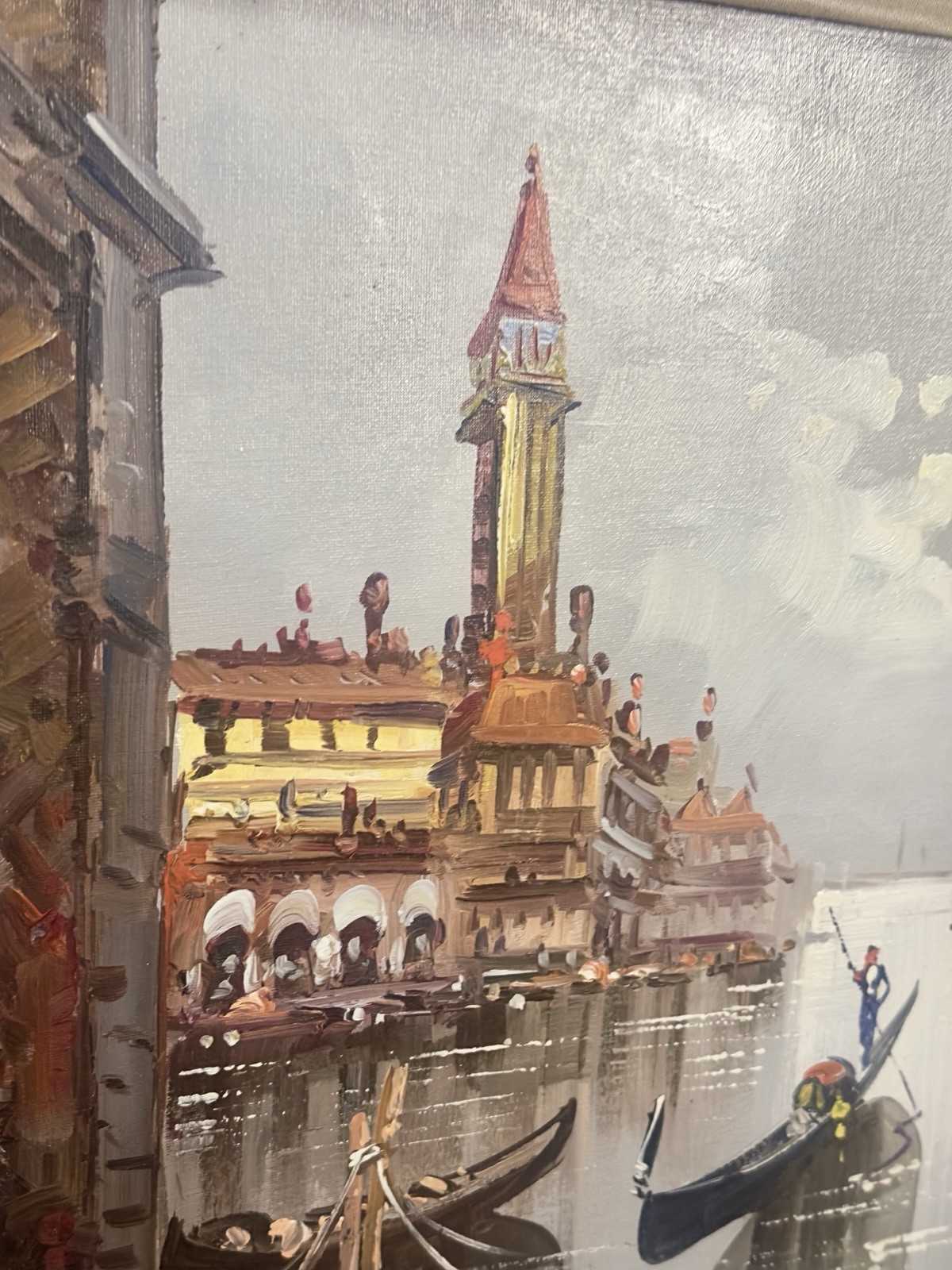Mid 20th Century Signed Antonio DeVity Original Oil Painting Venice Italy 27×31