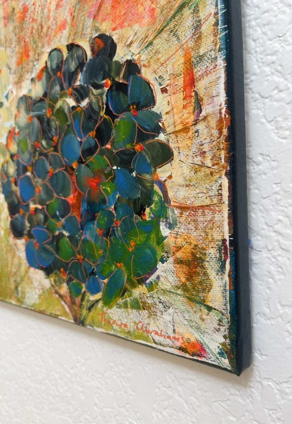 9×12 Original Hydrangea Painting Acrylic Expressionist Floral Canvas Art