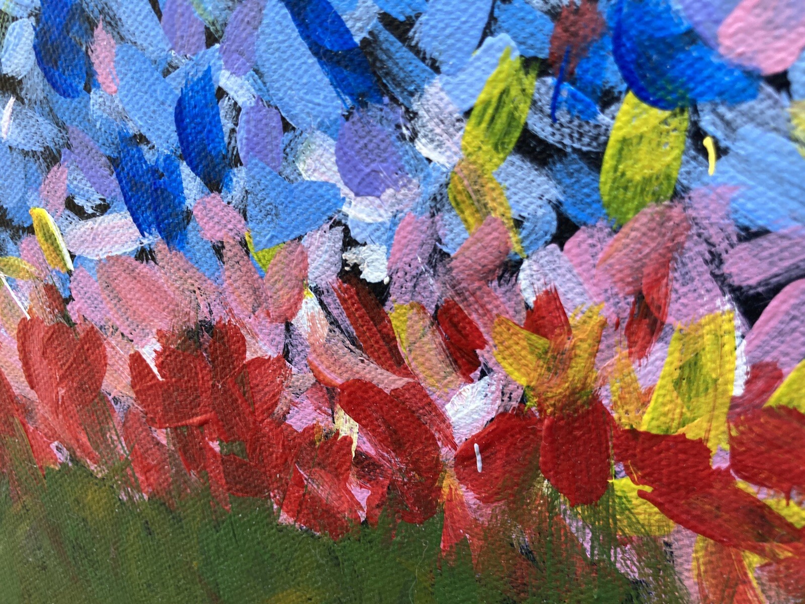 Lg Original Painting on Canvas Signed After Van Gogh Impressionist Garden Naive