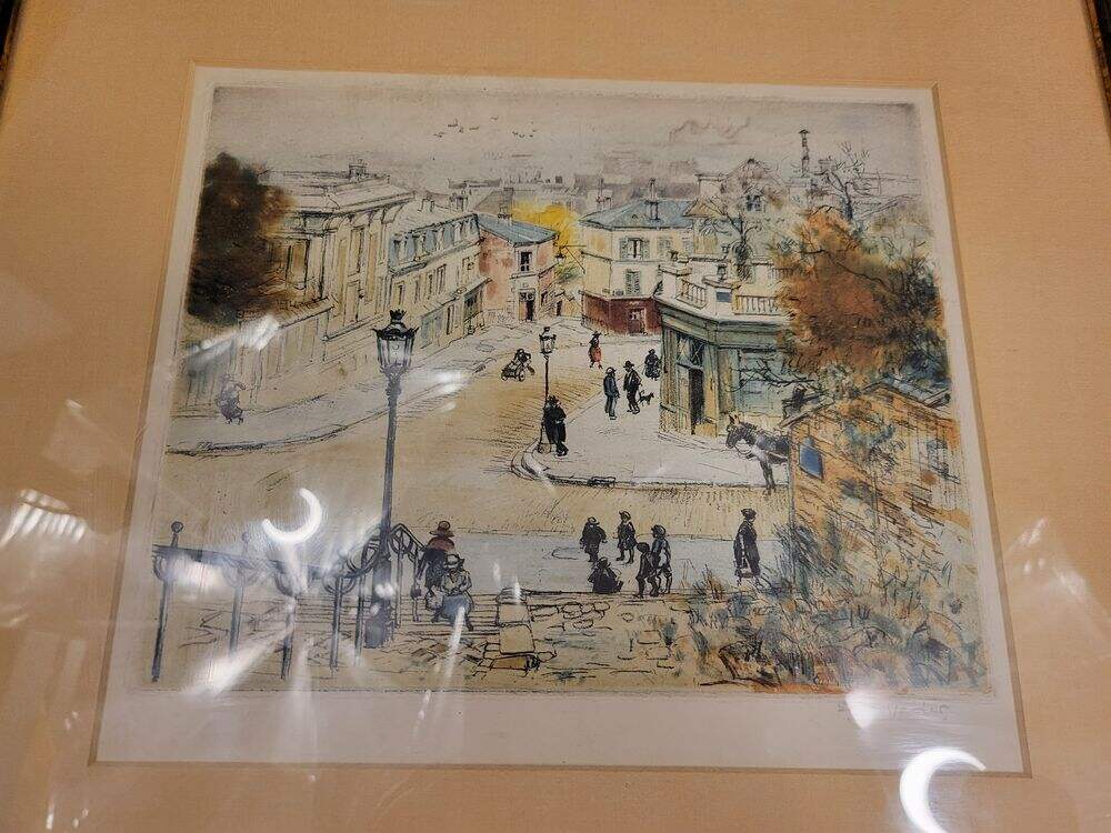 Eugene VEDER (1876-1936) French Artist Parisian St Scene Hand Colored Etching
