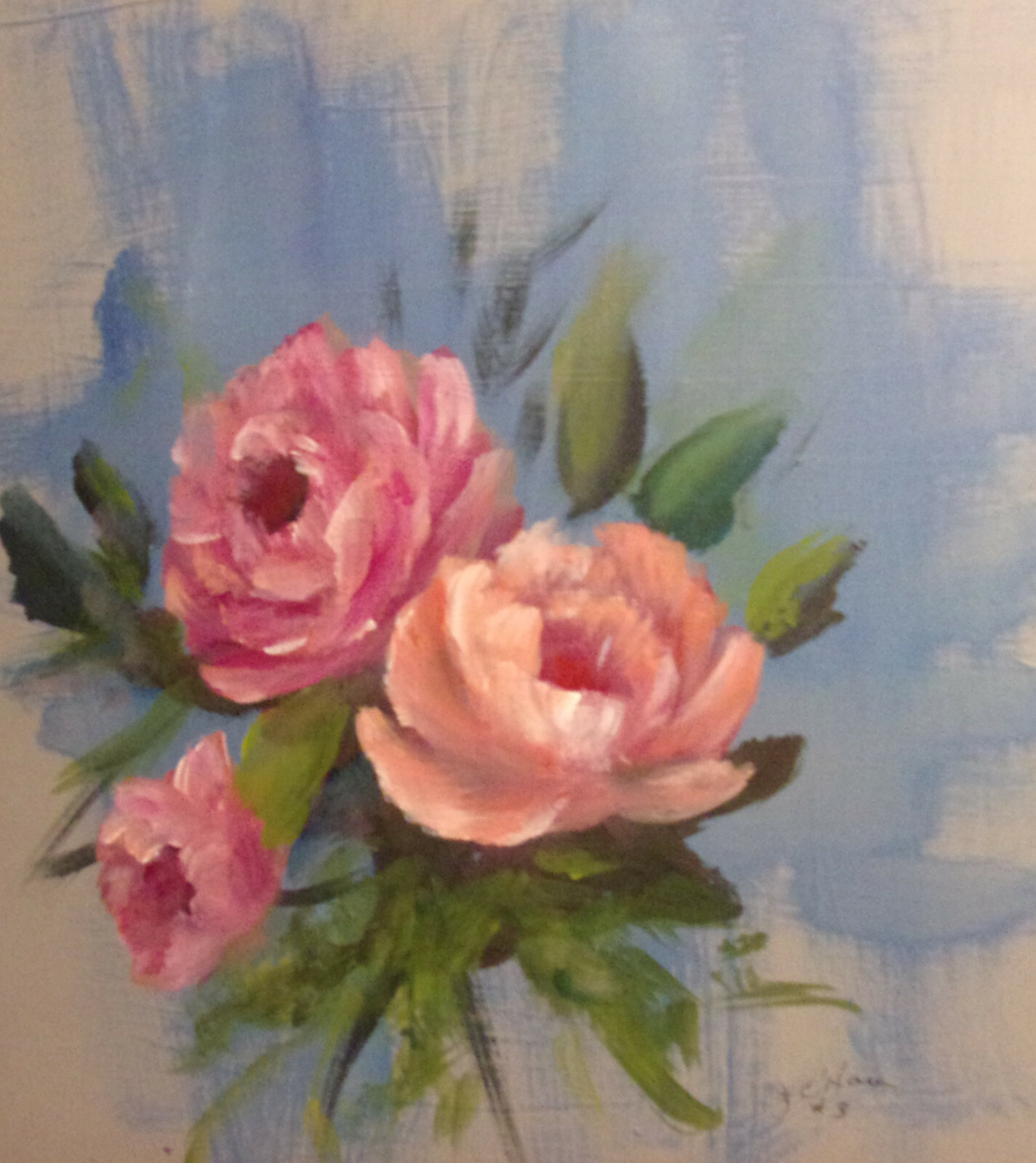 Pretty pink roses 10 x 10 print on linen card stock