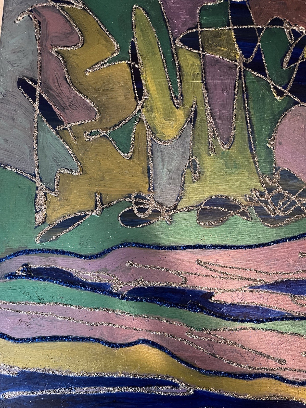 Mixed Media Acrylic Over Canvas original hand painted And Signed By The Artist