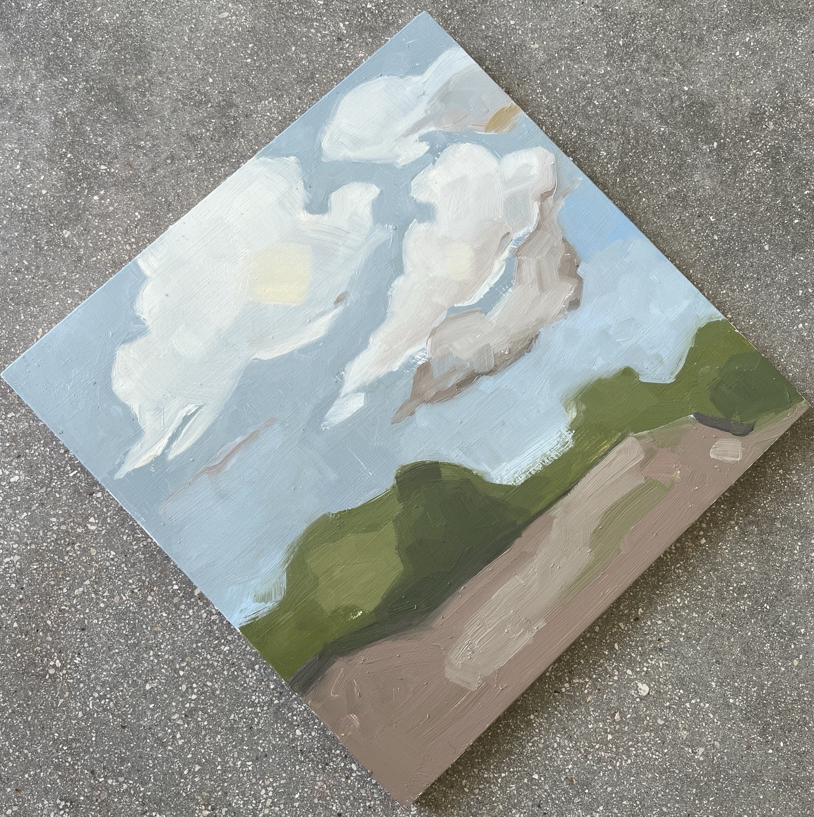 Modern Abstract Landscape with Clouds One of Kind Fine Art Signed Oil Painting