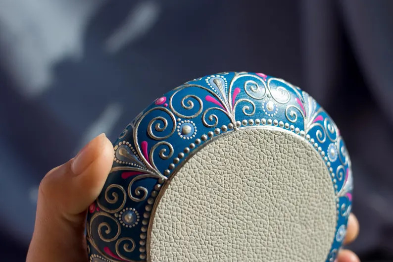 Hand Painted Mandala Stone, Rock Art Mandala Painting, Paper Weight, Dot Art