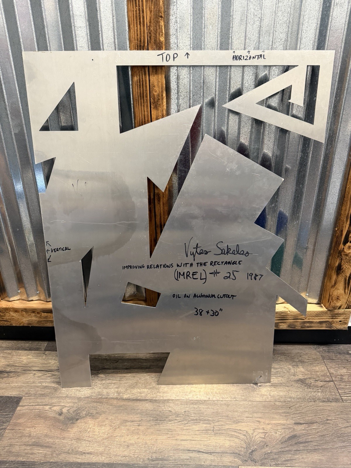 Vytas Sakalas 1987 Oil On Aluminum Cutout Abstract Artwork IMREL #25 38×30