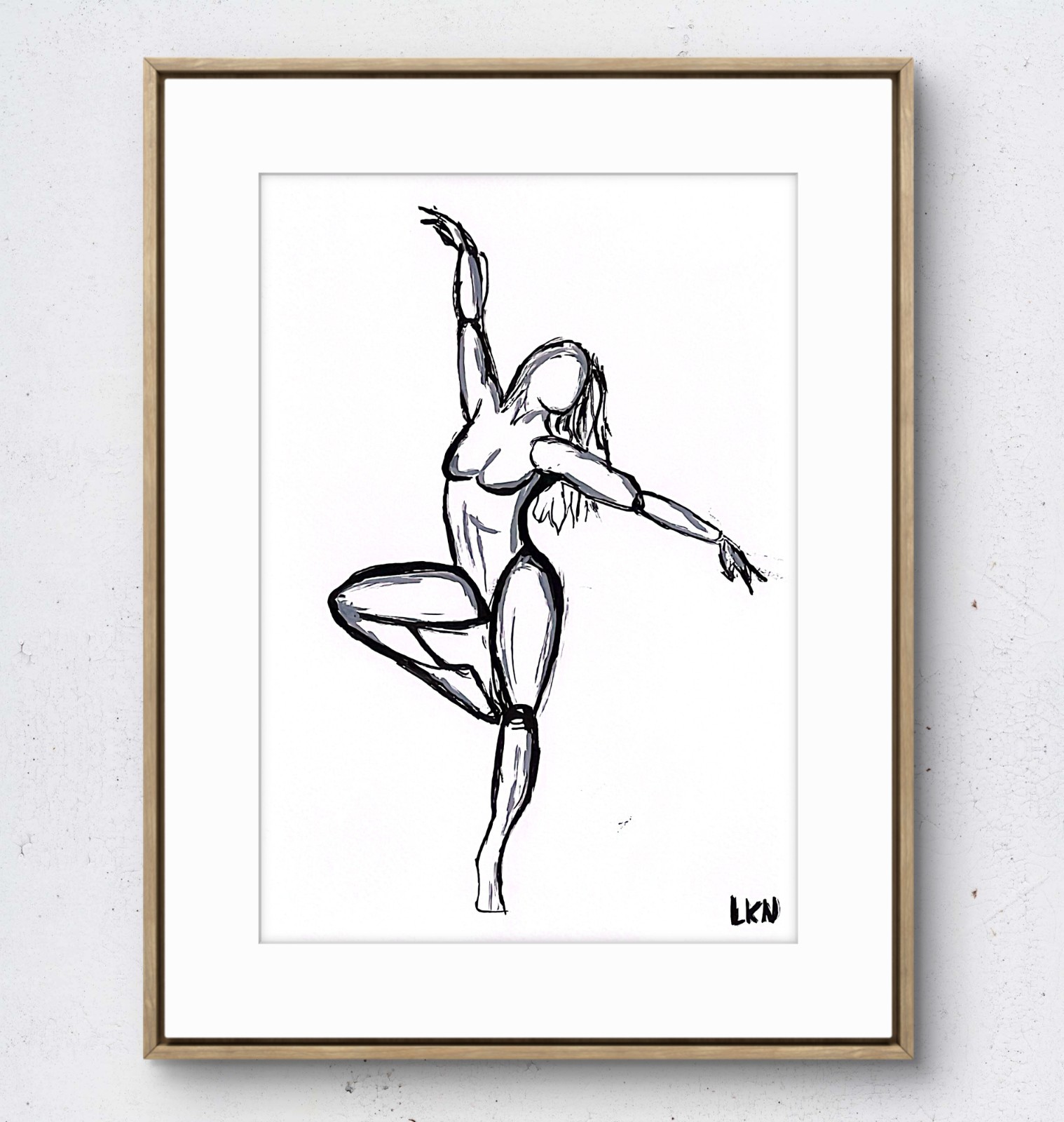 Laeknapes 10×7 Paper Modern Female Dancer Sketch Minimalist Figurative Art Decor
