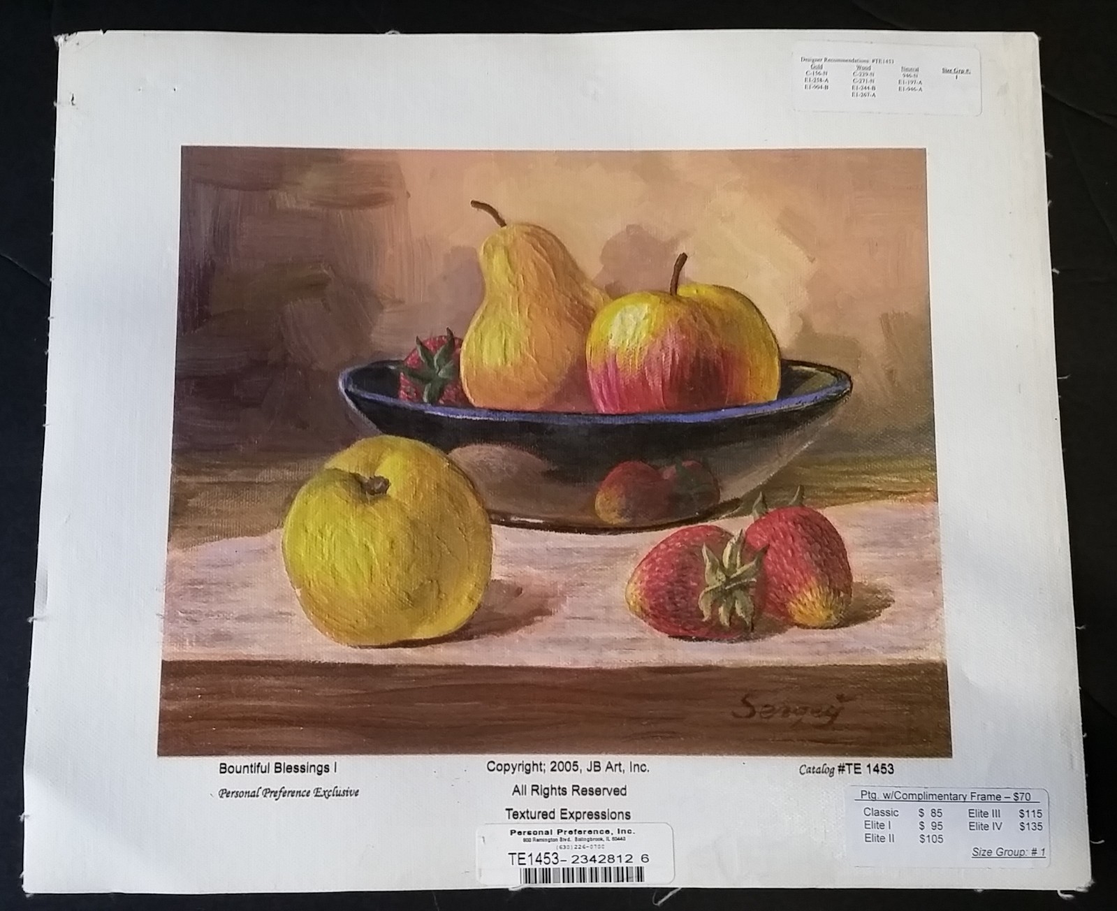 Bountiful Blessings Lithograph Painting on Canvas Signed Art Thanksgiving Decor