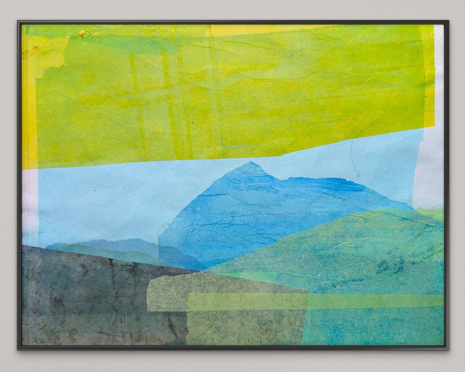 Original Tissue Paper Collage on 11×14 inch Art Paper. ‘Blue Hills’