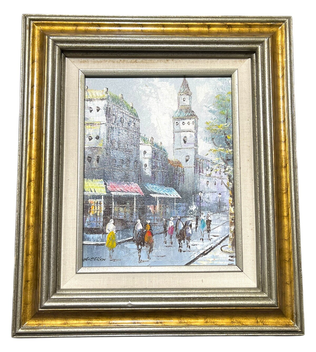 Framed Oil Painting Signed Henderson Villa Rare 8”x10”