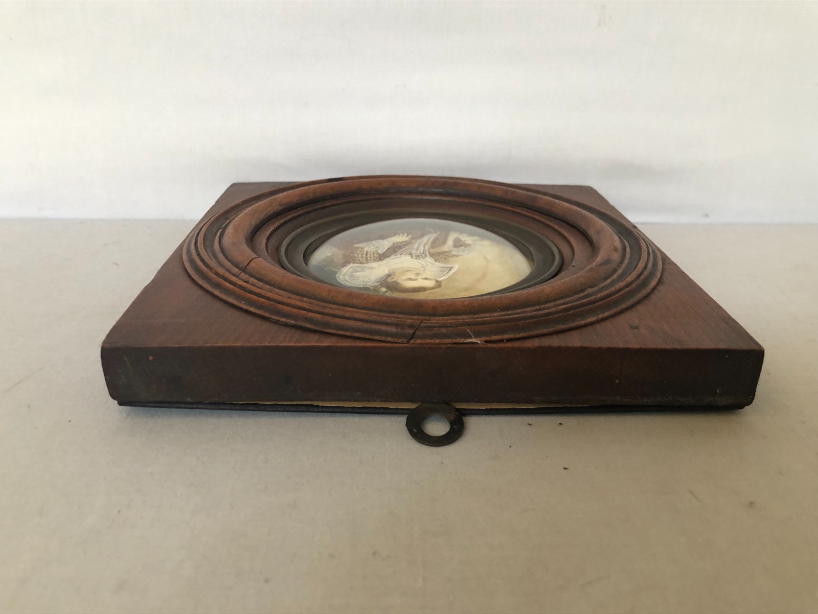 Antique Round Hand Painted and Signed Women’s Portrait in Original Frame.
