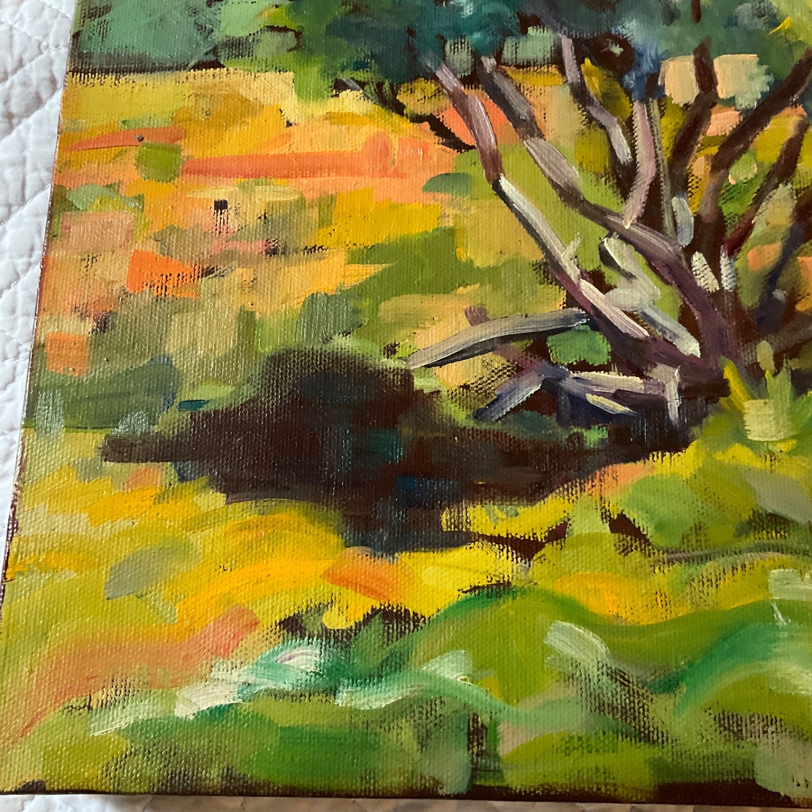 Impressionist landscape original acrylic PAINTING trees signed wall art modern