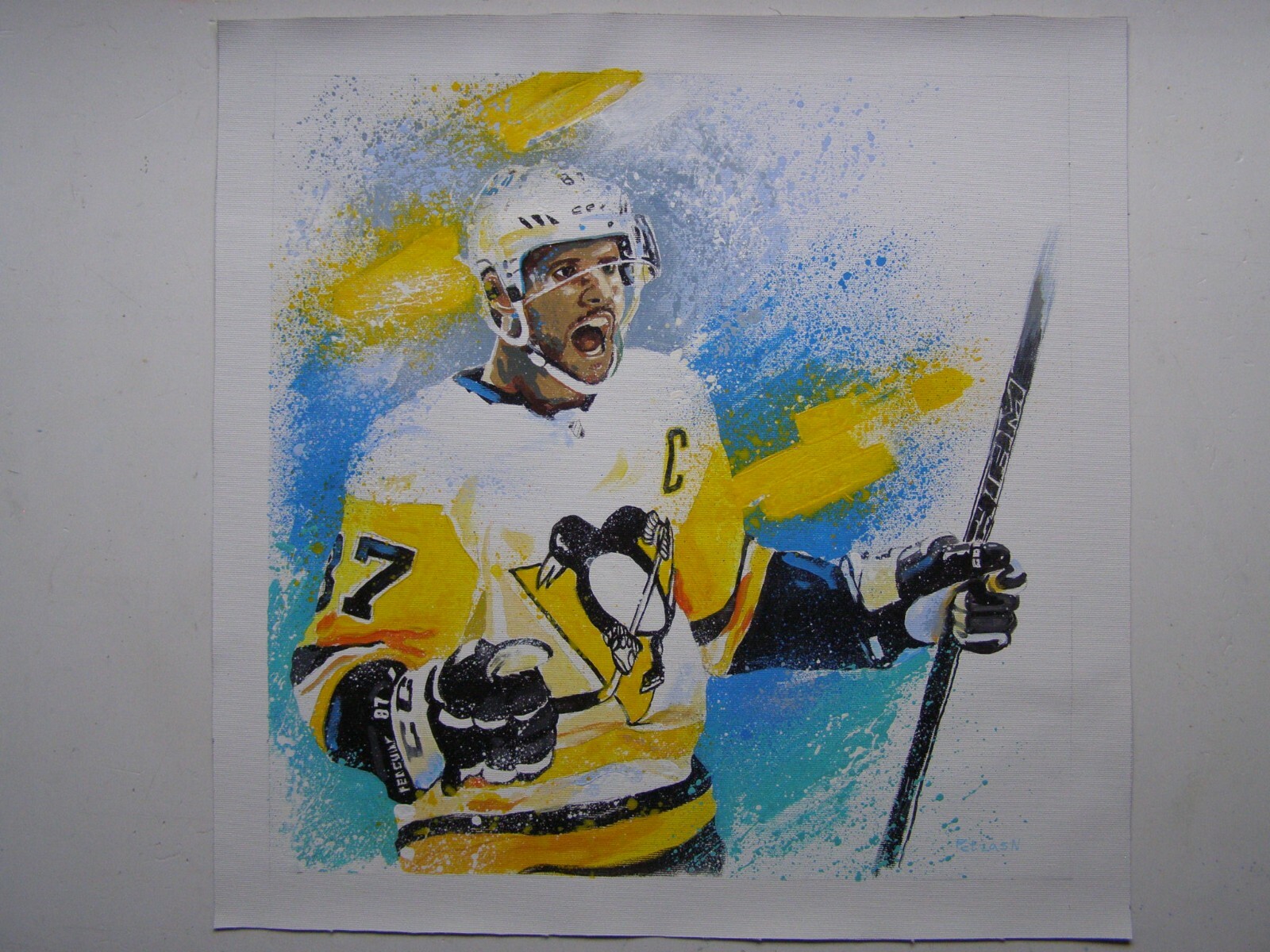 Sidney Crosby NHL Hockey Penguins Original Acrylic Oil Painting Art By Artist