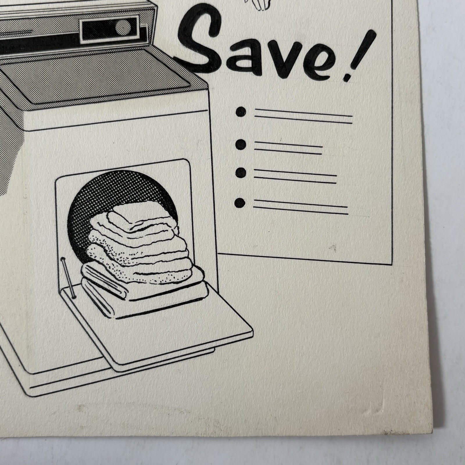 Vintage 1950’s Laundry Appliance Original Concept Art Hand Drawn Man “Save!”