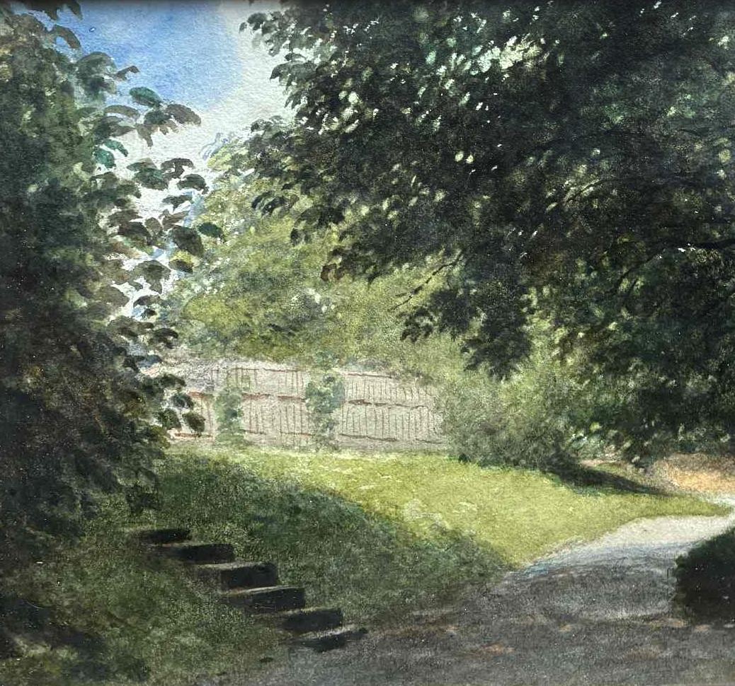 Wenzel Noltsch (Austrian, 1835) Garden of Walkendorf Castle. ca, 1850. COA
