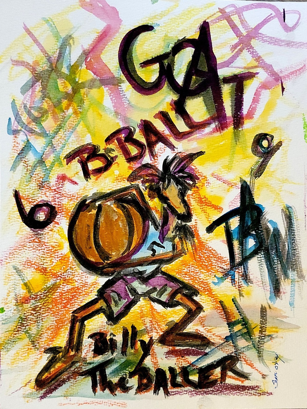 Original Acrylic 12 X 9 Goat Greatest Of All Time Basketball Player Paper