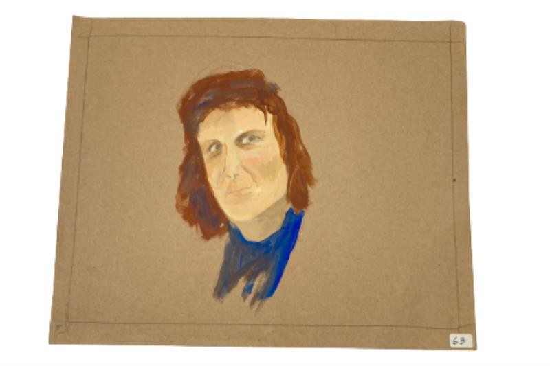 Hand Painted Art Guy Shades of Blue and Brown June 2013 Portrait Handmade