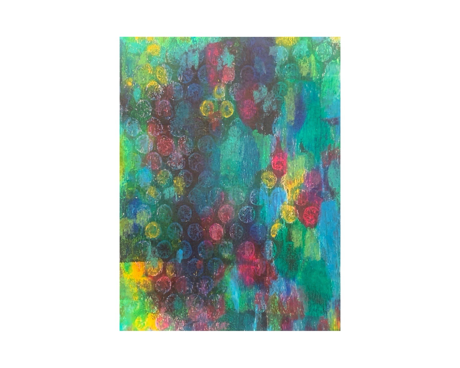 Original Abstract OOAK Mixed Media Acrylic Oil Pastel Painting on Paper Unframed