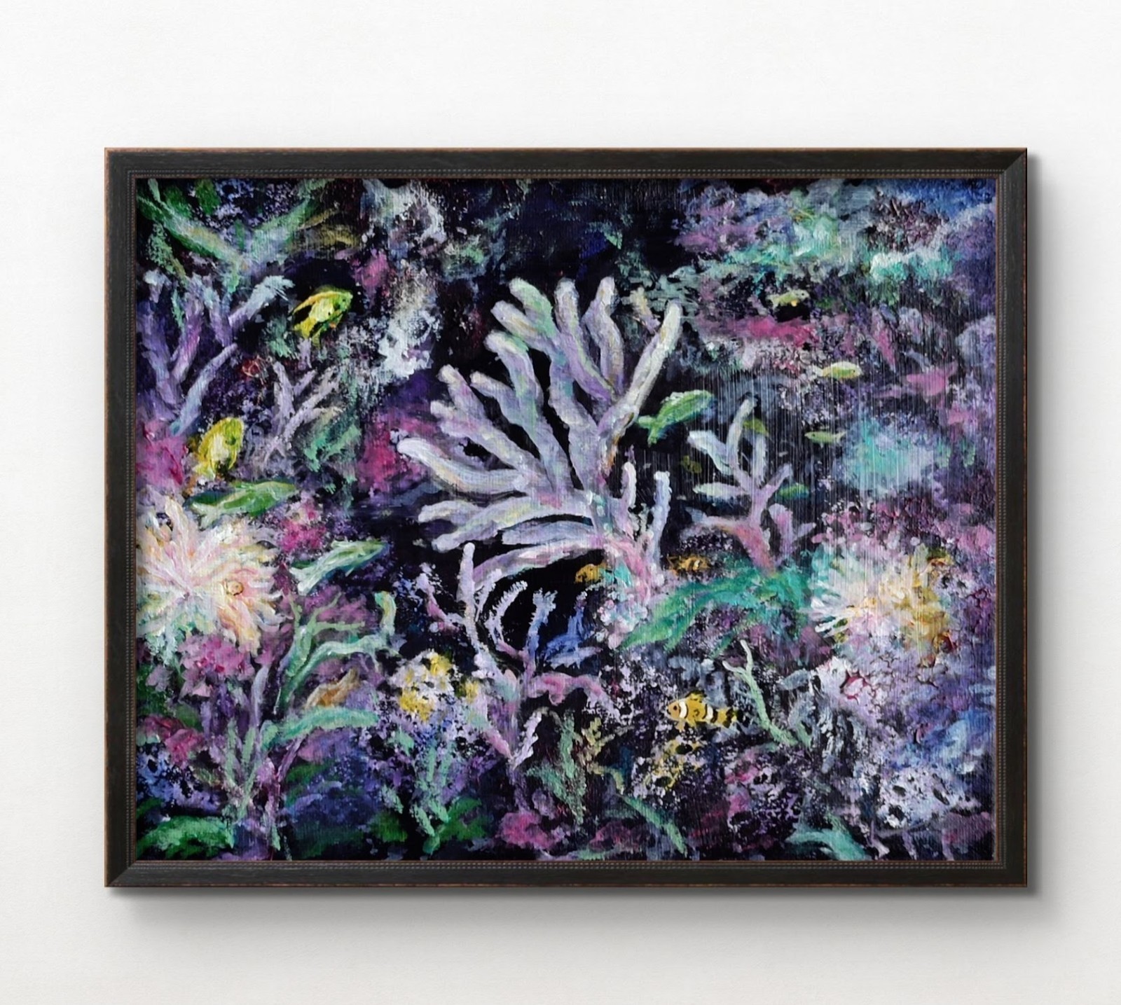 Original 8 x 10 Abstract Ocean Reef Acrylic Art Canvas Painting