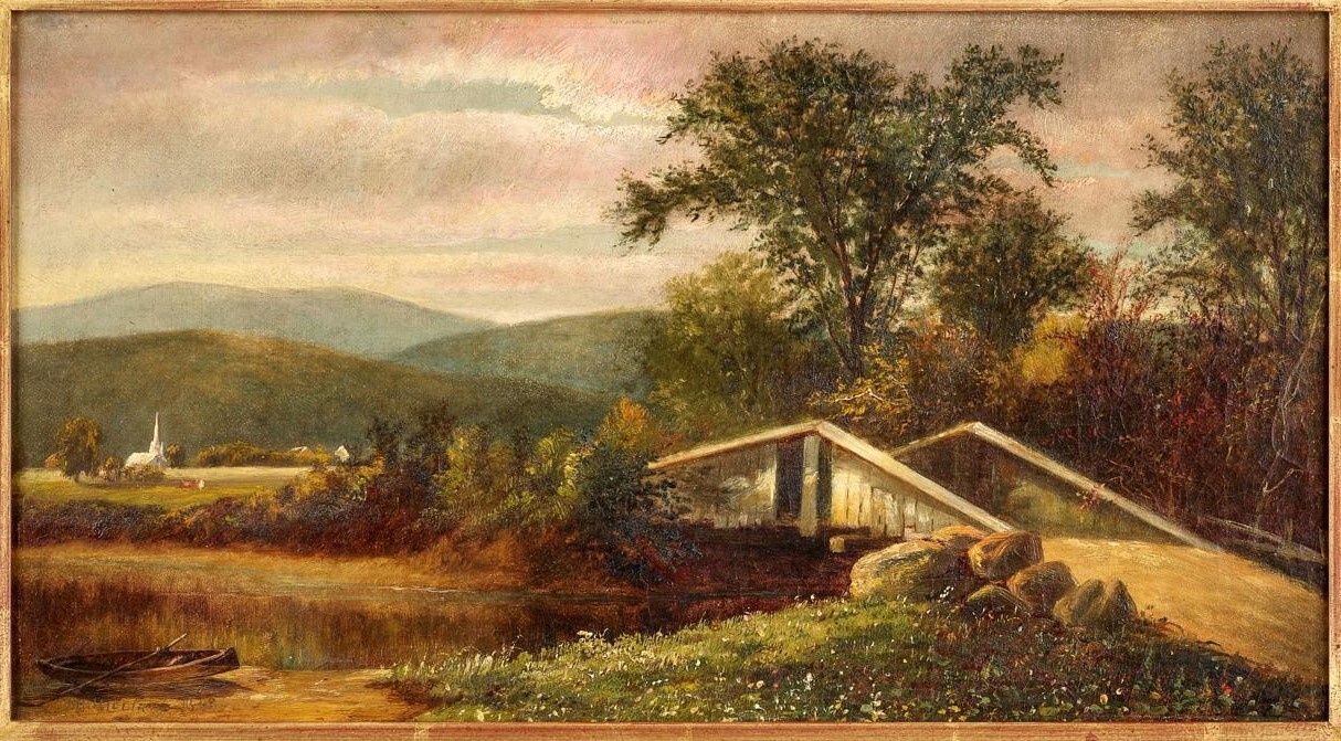 White Mountain & Hudson River School ~ «Valley Bridge, NH» William H. Hilliard