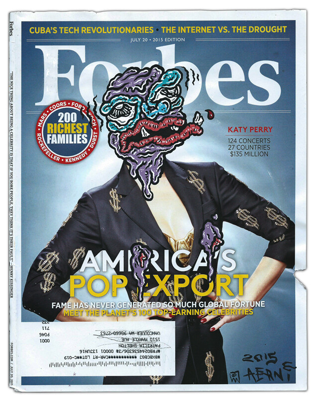 Original JUSTIN AERNI Painting circa 2015 pop dark art macabre : FORBES COVER