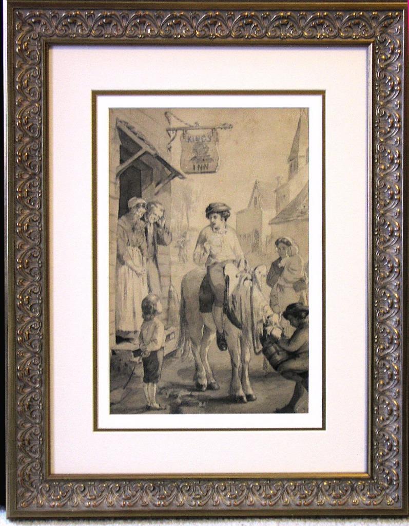 Henry Bacon Original 1868 Graphite & Watercolor – The King’s Inn