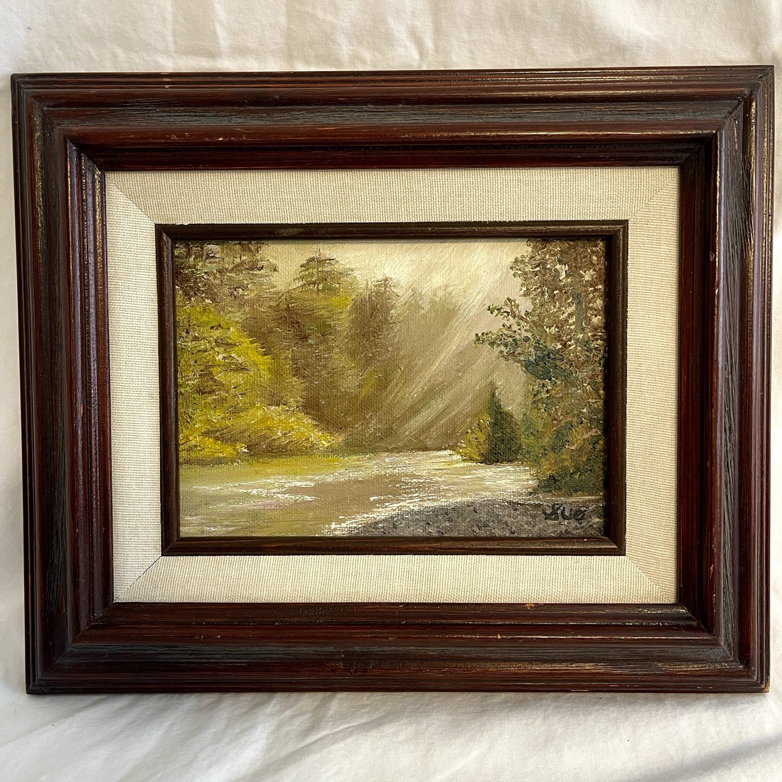 Landscape Oil Painting Framed Vintage Nature Small Signed