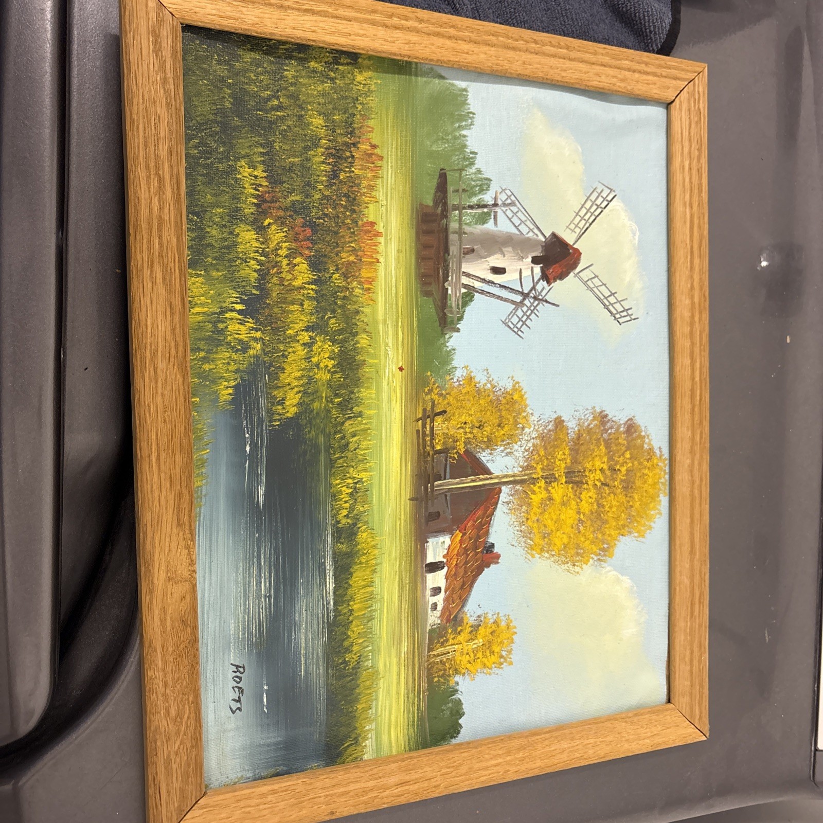 ROETS Oil On Canvas DUTCH WINDMILL LANDSCAPE – Handpainted in Belgium