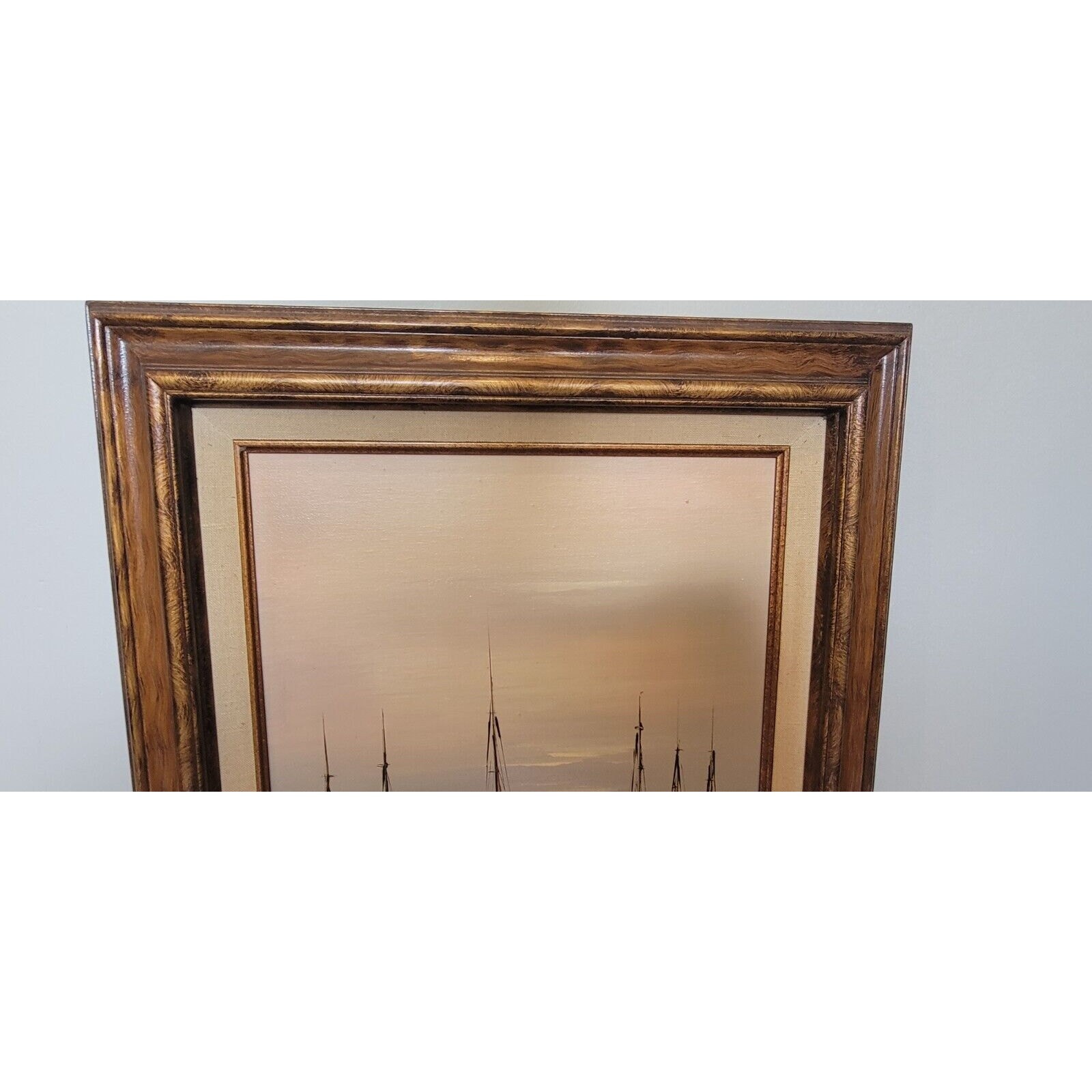 ORIGINAL William Hoffman Nautical 3 Sailboats Oil Painting Ships SIGNED 30×17.5