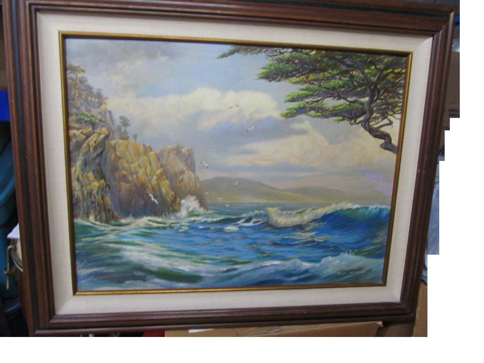 Bud Gratiot Oil Painting Seascape Carmel Coastline On Board Plein Air Listed
