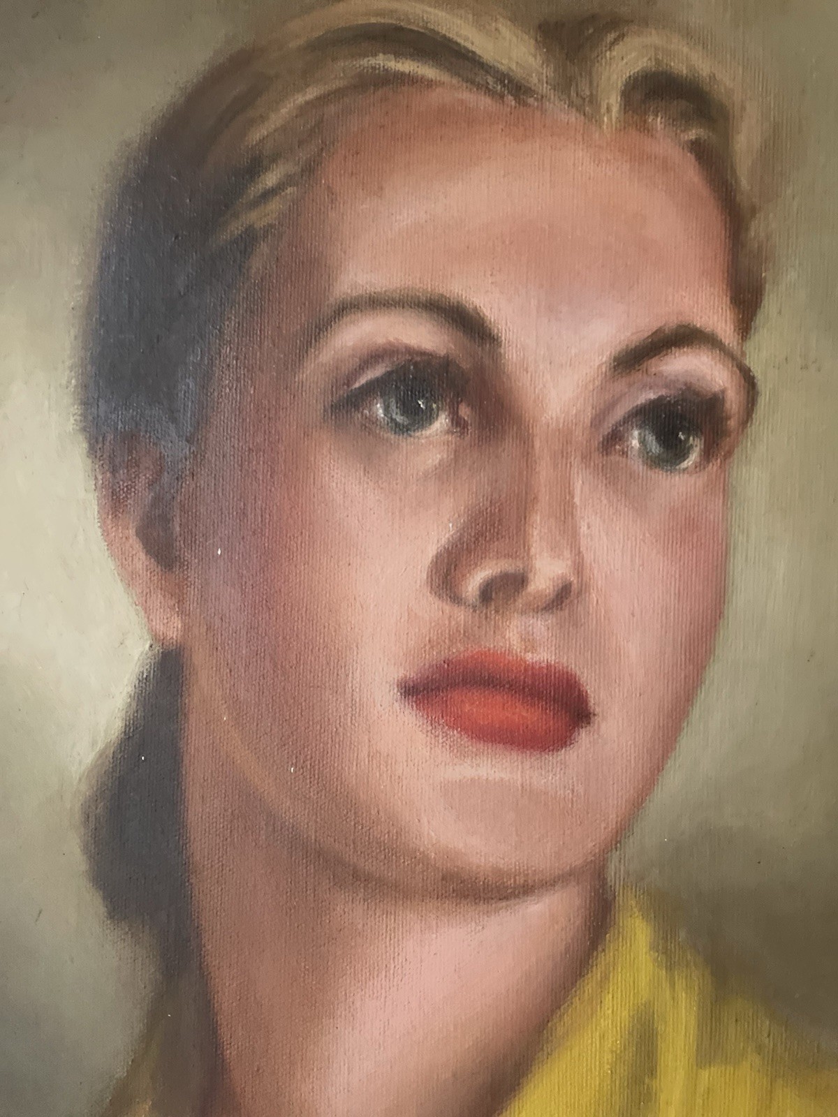 VINTAGE ORIGINAL OIL PORTRAIT PAINTING UNKNOWN JANE GORGEOUS FEMALE MODEL MCM