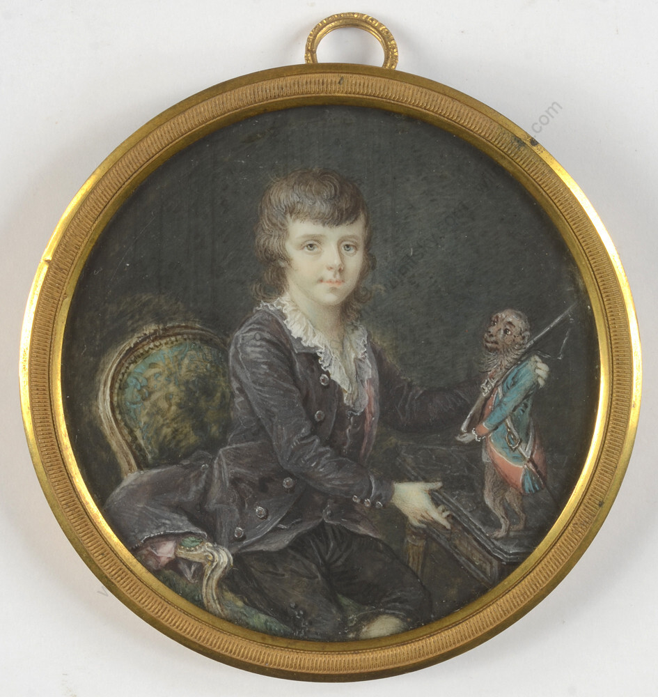Cornelius Hoyer (1741-1804) «Aristocratic boy with trained monkey», ca. 1790