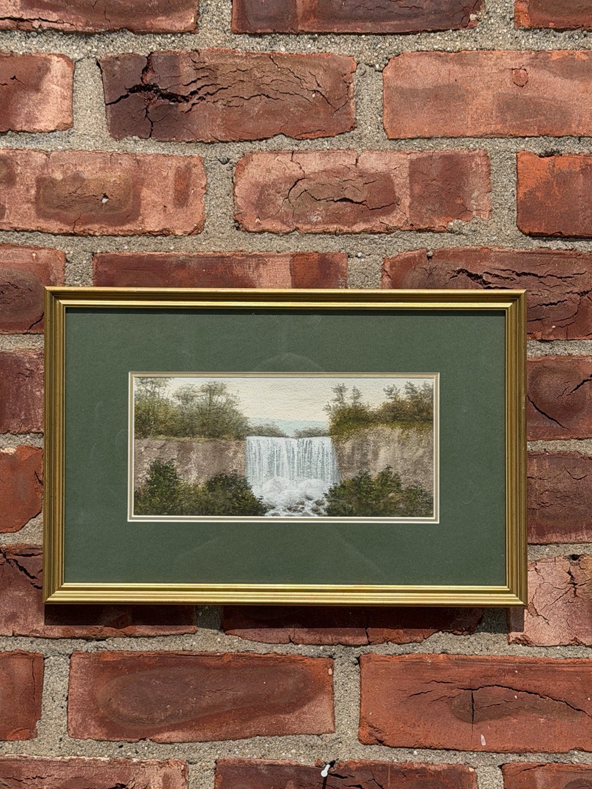 C1900 American School Watercolor Painting With Waterfall. Albany NY Collection