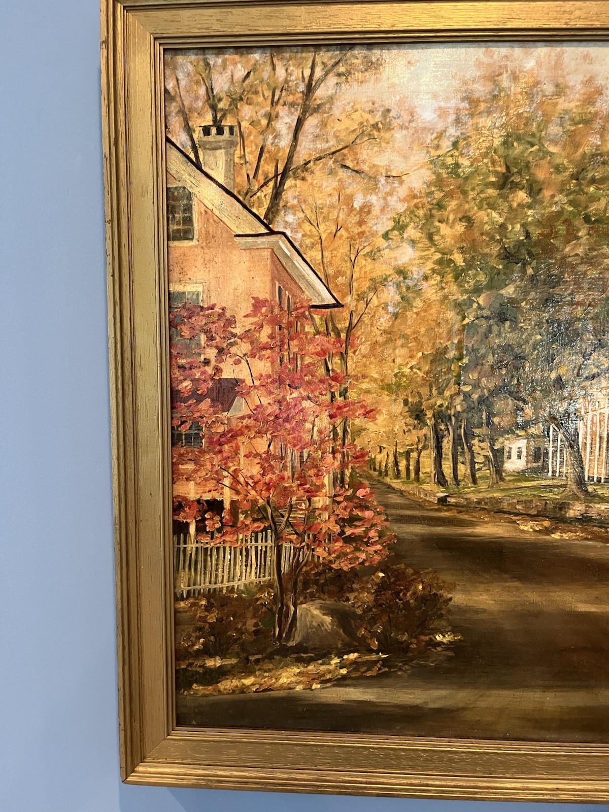 Mary Aleen Manning Impressionist – New Jersey Street Scene 1944 Oil on Canvas