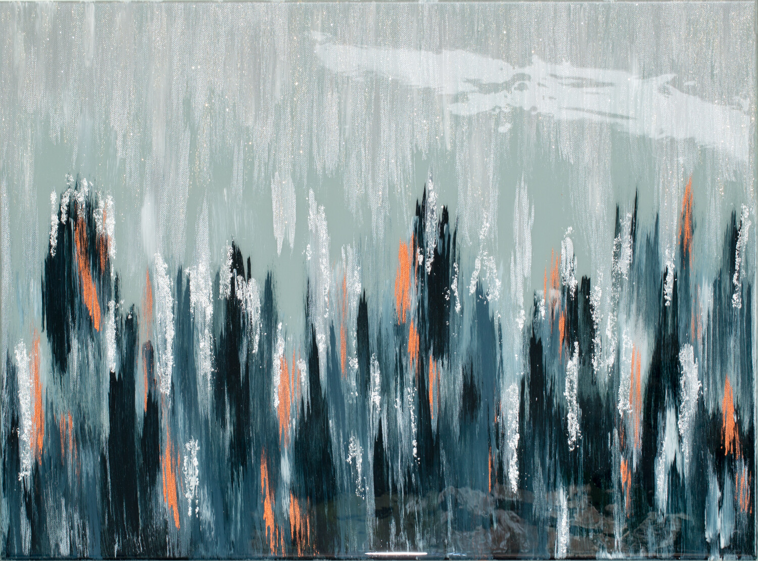 Modern.Hand Painted.18″x24″ Wall Art Acrylic Painting with Clear Epoxy Resin
