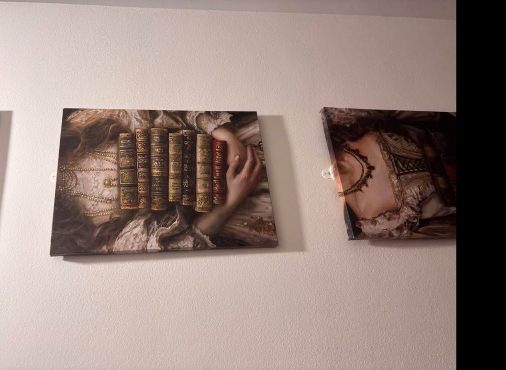 Portraiture Painting Portrait of Woman Holding Books, Unframed Wall Art