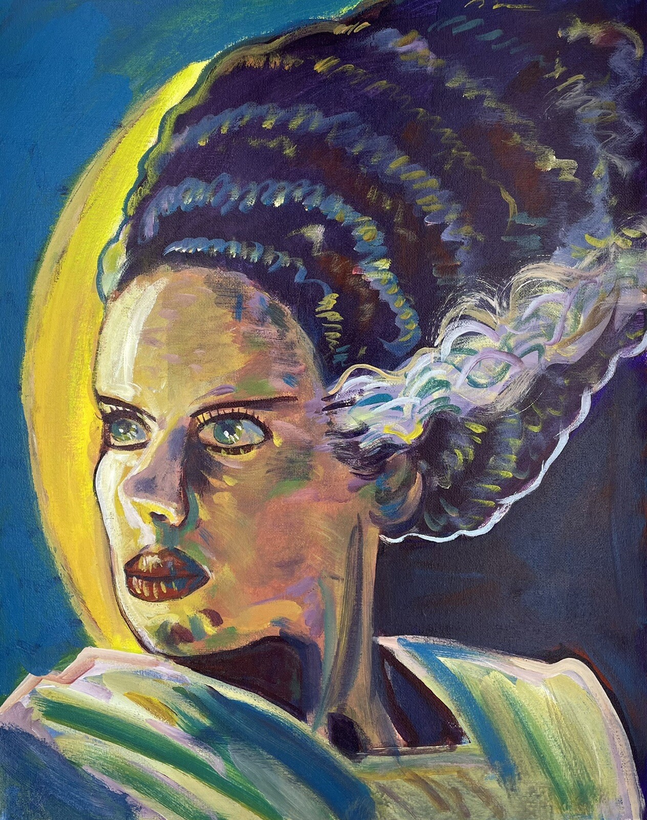 Bride of Frankenstein Halloween Universal Monsters Horror Pop Art Painting 16×20