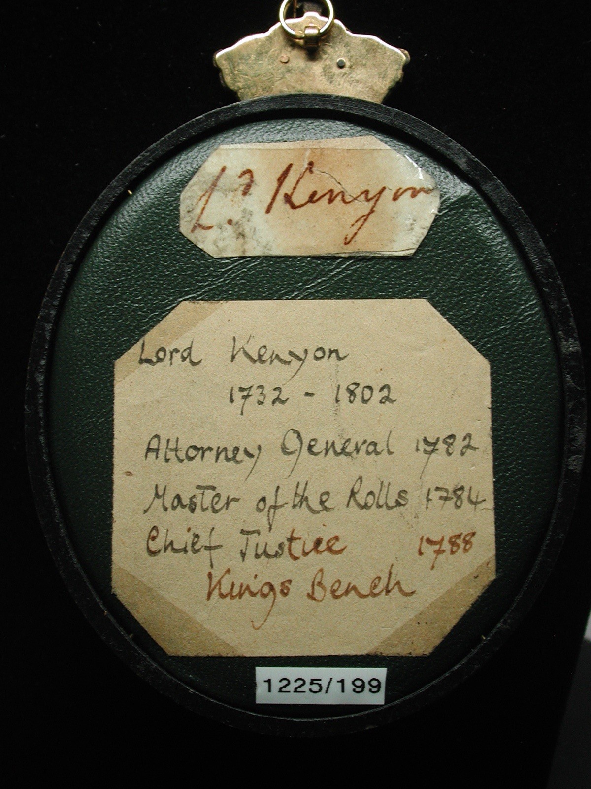 Portrait Miniature of Lord Kenyon, Framed Oval, British, c. 1750-1799