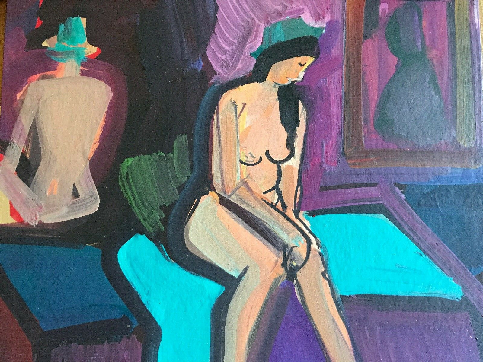 James Hartman “Model In Studio” Acrylic And Ink On Board 10“ X 12“