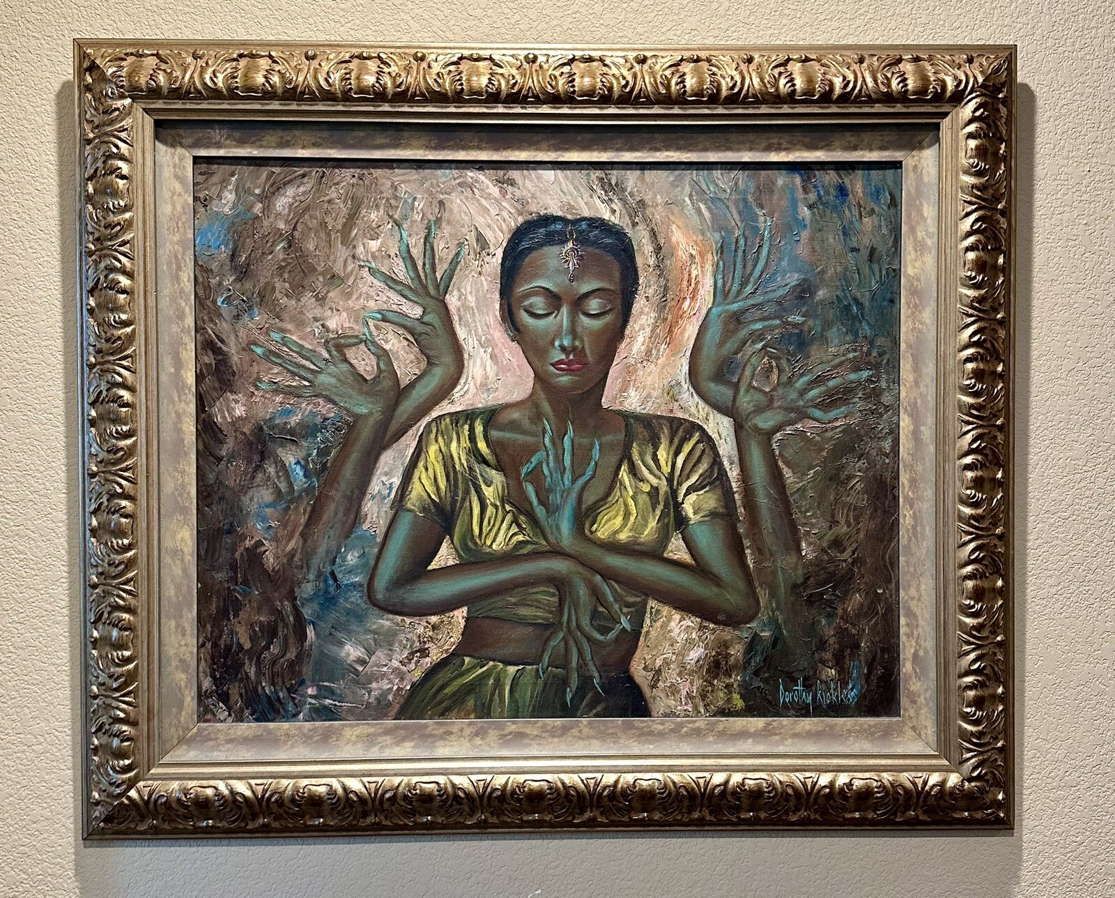 Dorothy Rickless Artist Hindu Dancer Oil Painting like Vladimir Tretchikoff
