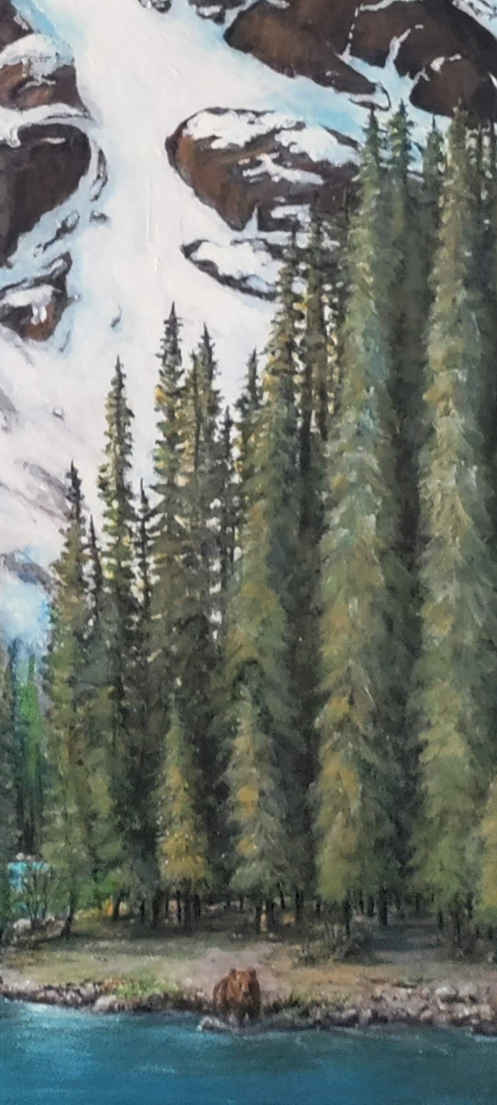 Original Blue Lake Mountains 16 x 20 Acrylic Wall Painting