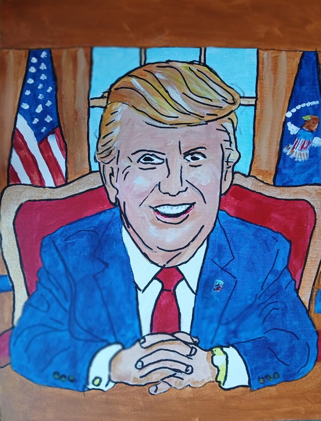 Expressionism/Abstract President Trump 14 x 18 Colorful Hand Made Art Painting