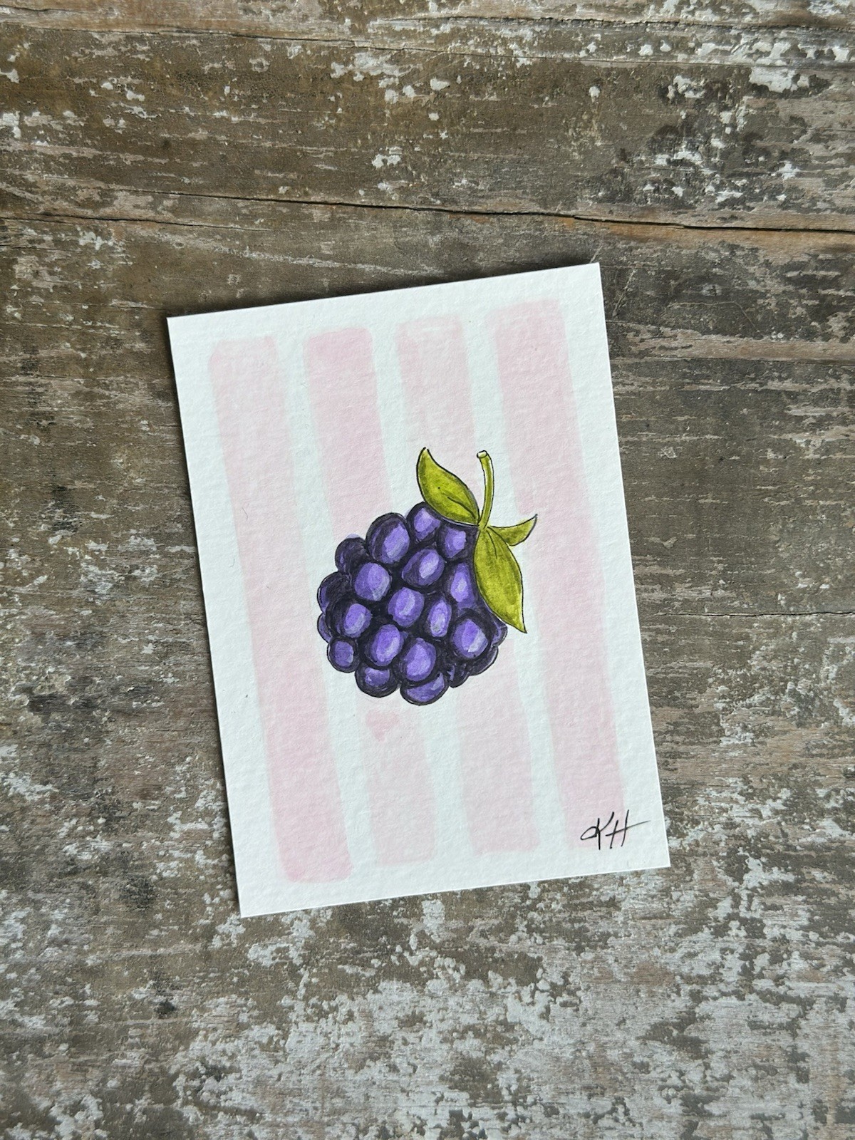 ACEO Original Berry Series 3of4 Blackberry Watercolor 2.5×3.5” Magdalina Studio