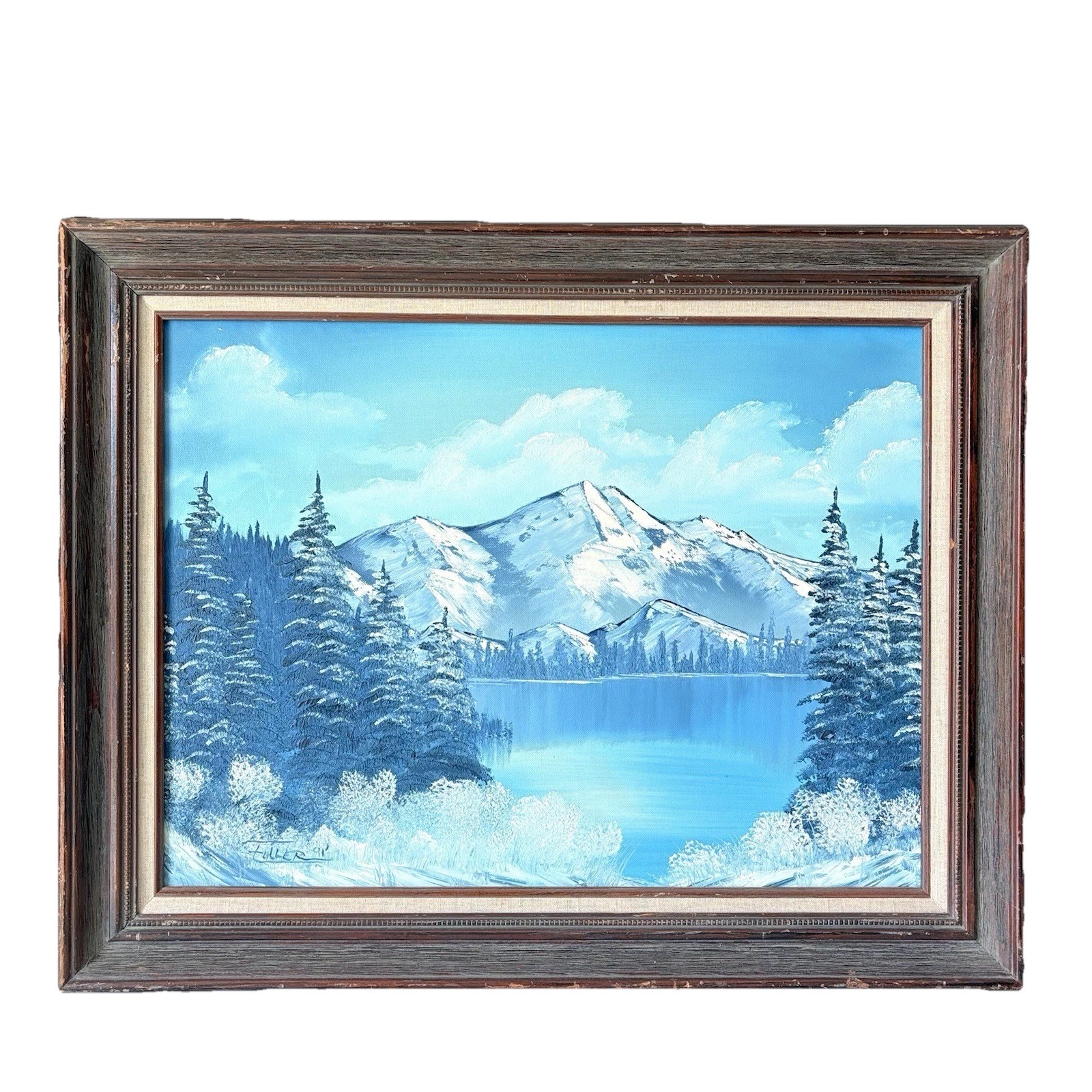 Original Oil Painting on Canvas Snow Mountain Grand Lake 1991 Signed Framed 29”