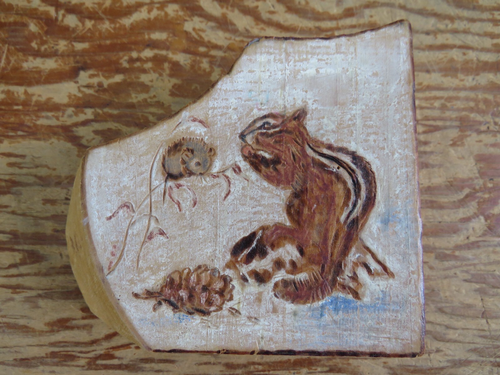 Original Wood Burning Art – Chipmunk & Field Mouse -Rollins 5.375″x4.375″x1.75″