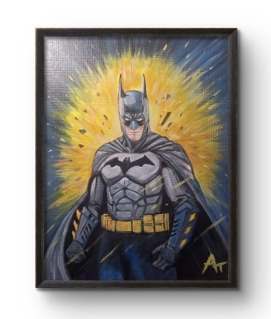 Batman Explosions 9×12 Original Artwork Canvas Panel