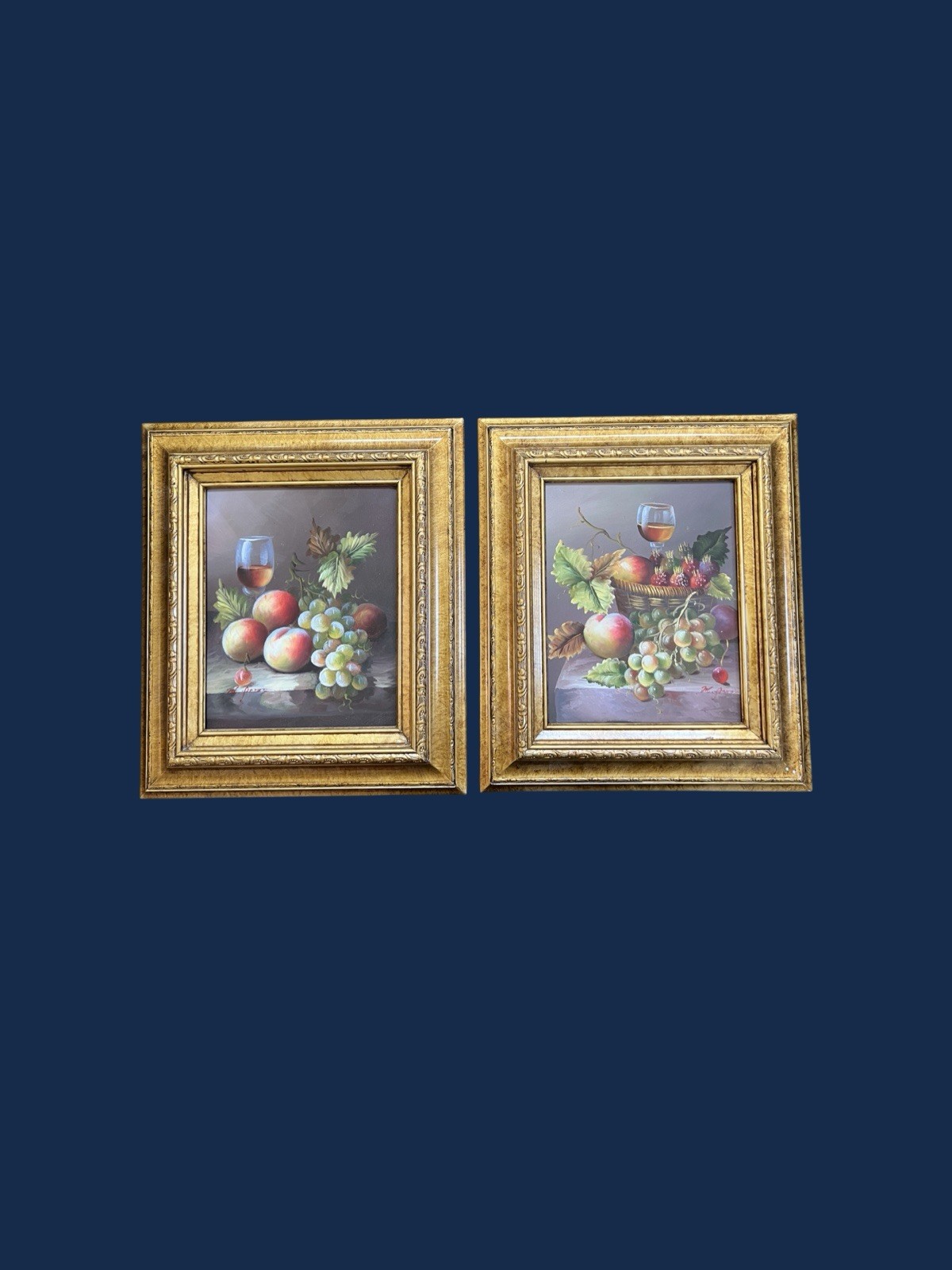 Pair of Still Life Fruit Oil Paintings