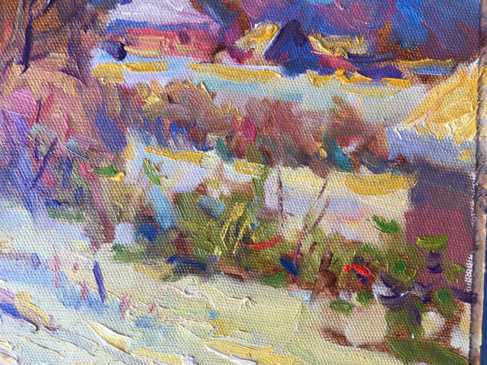 Oil painting winter Ukrainian painter Unframed Cardboard Decor original art