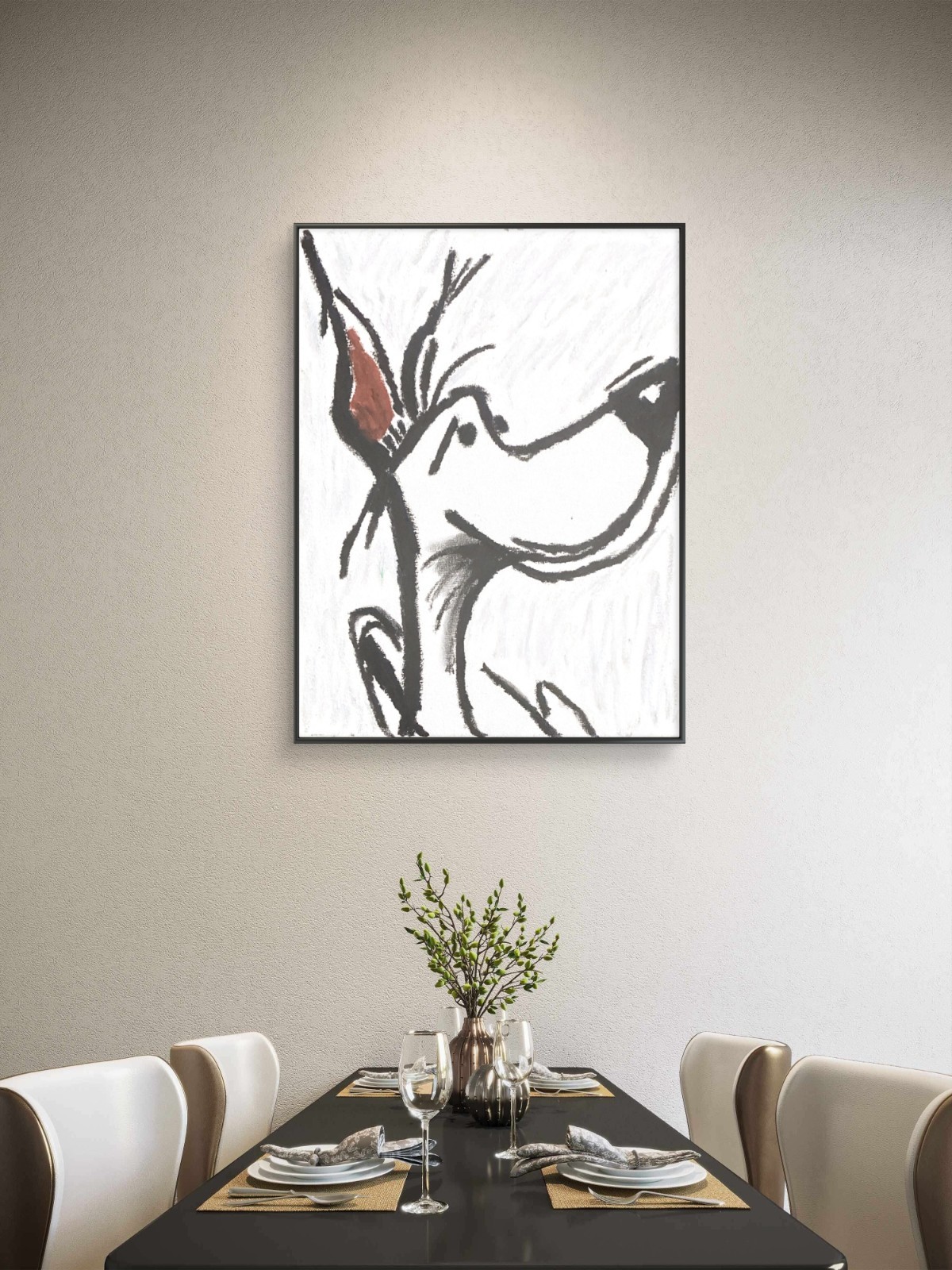 Fun 11×14 Canvas Original Whimsical Dog Art Cartoon Style