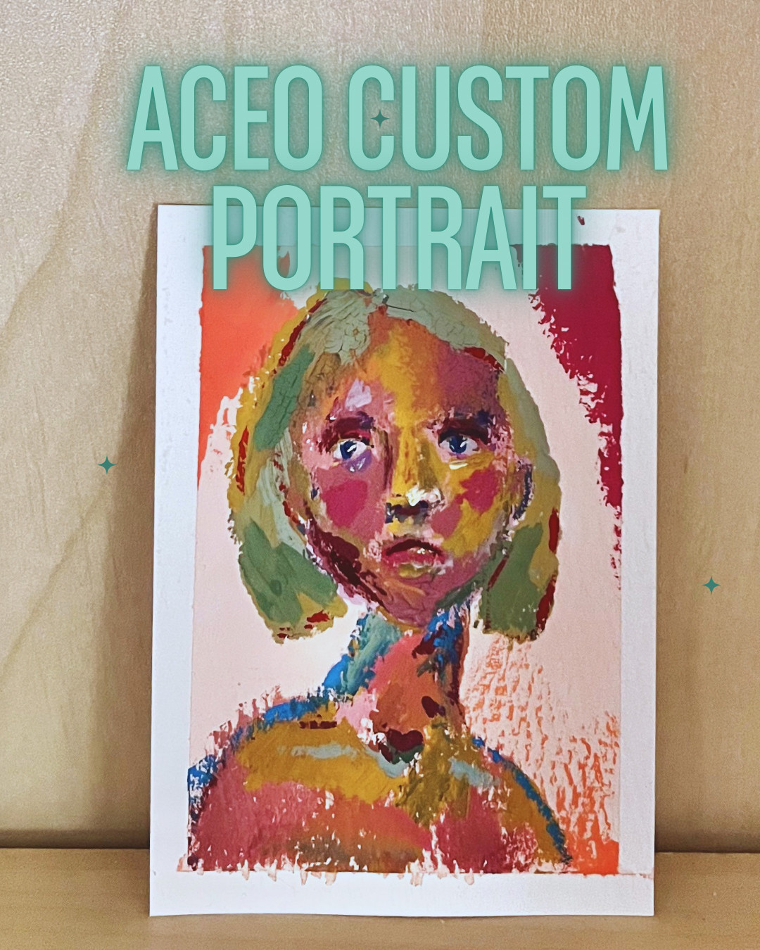 Custom ACEO 2.5×3.5 in Portrait hand painted by V.Rose original trading card